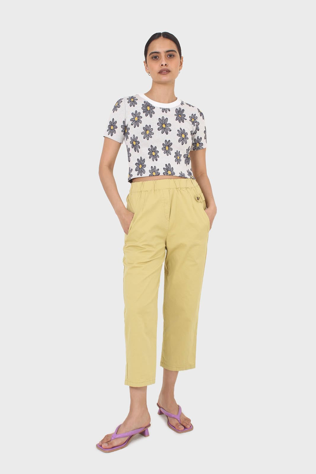 Yellow elasticated waistband trousers