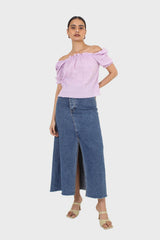 Lilac textured off the shoulder top