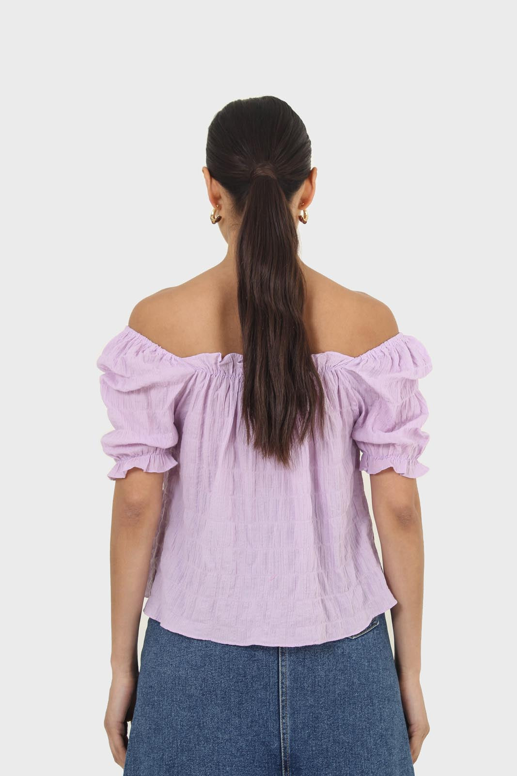 Lilac textured off the shoulder top
