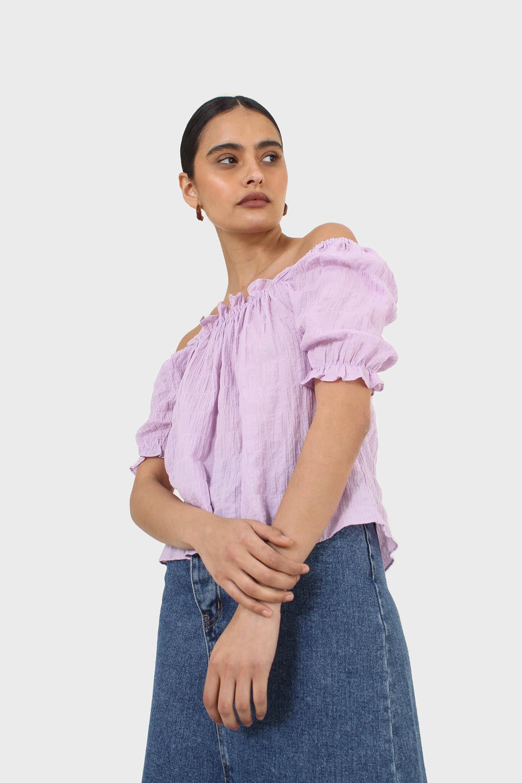 Lilac textured off the shoulder top