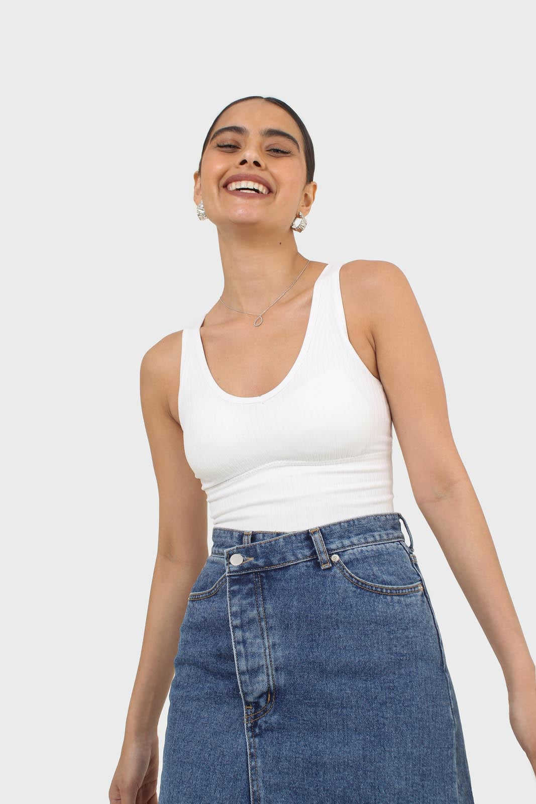 Ivory ribbed thick band v-neck bra top