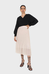 Black cross over balloon sleeve sweater