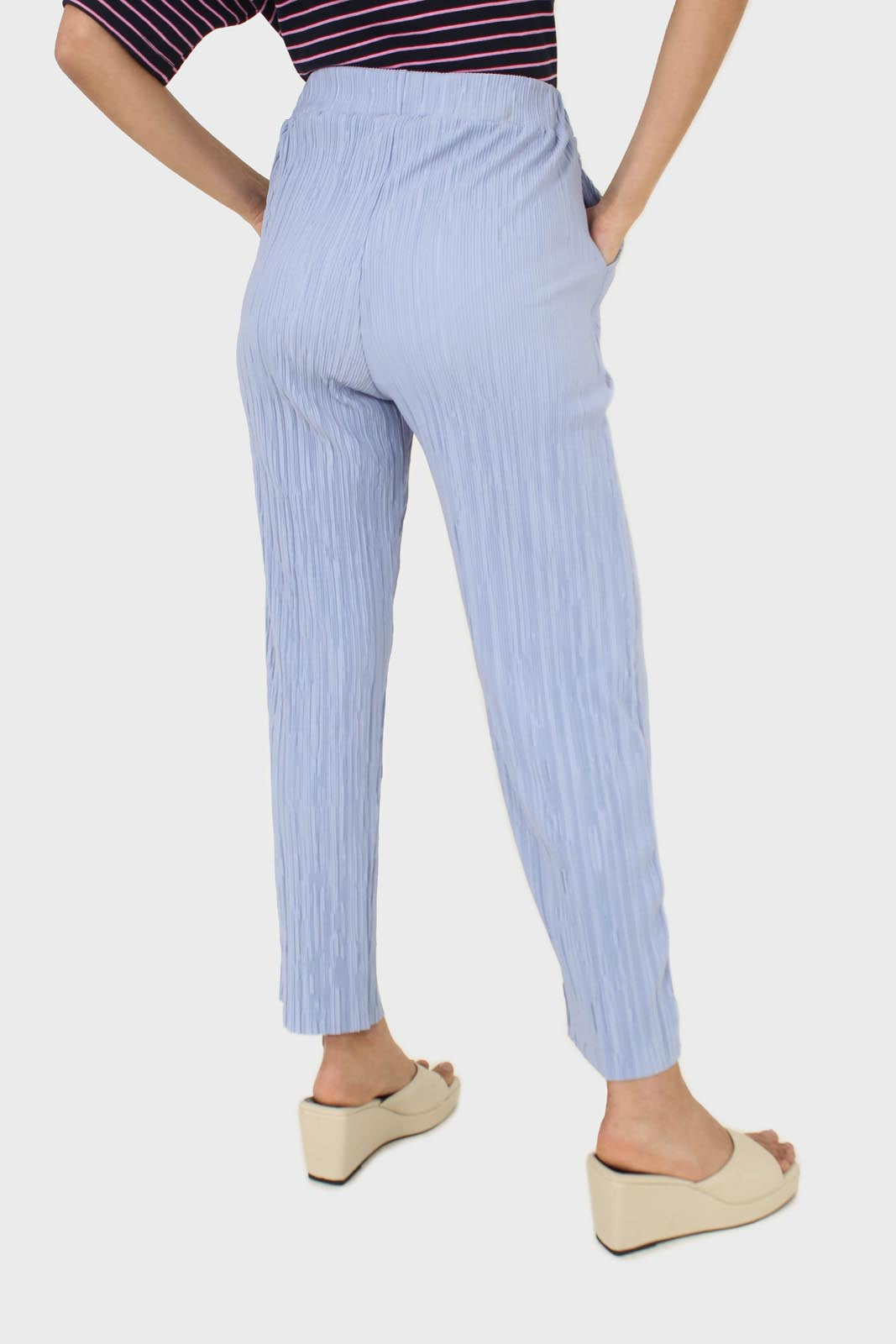 Sky blue micro pleated trousers