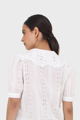 Ivory broderie anglaise large collar blouse