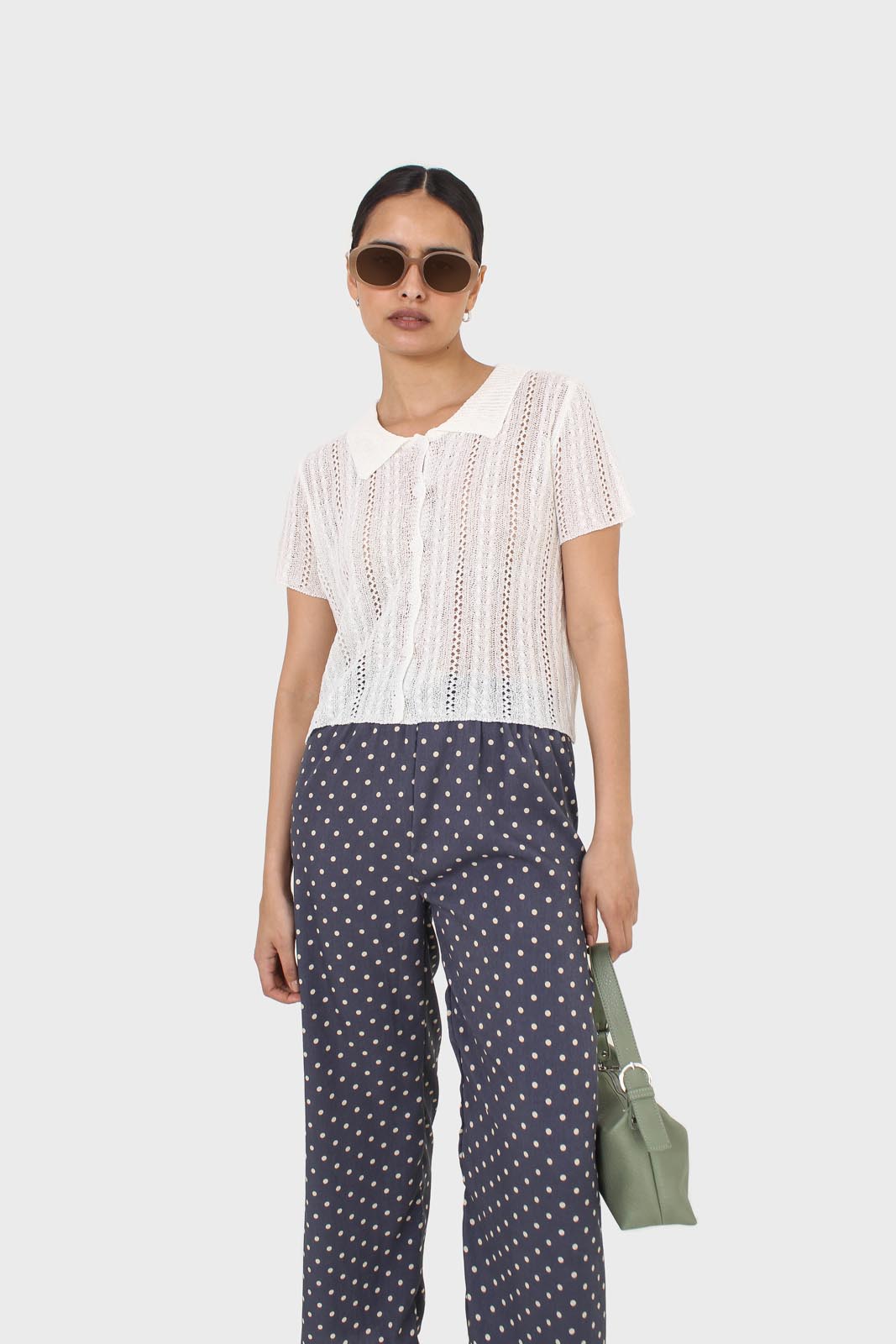 Ivory textured short sleeved cardigan top