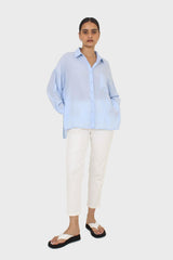 Blue asymmetric buttons shirt