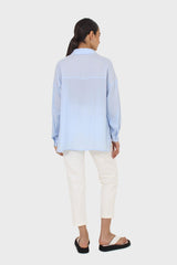 Blue asymmetric buttons shirt