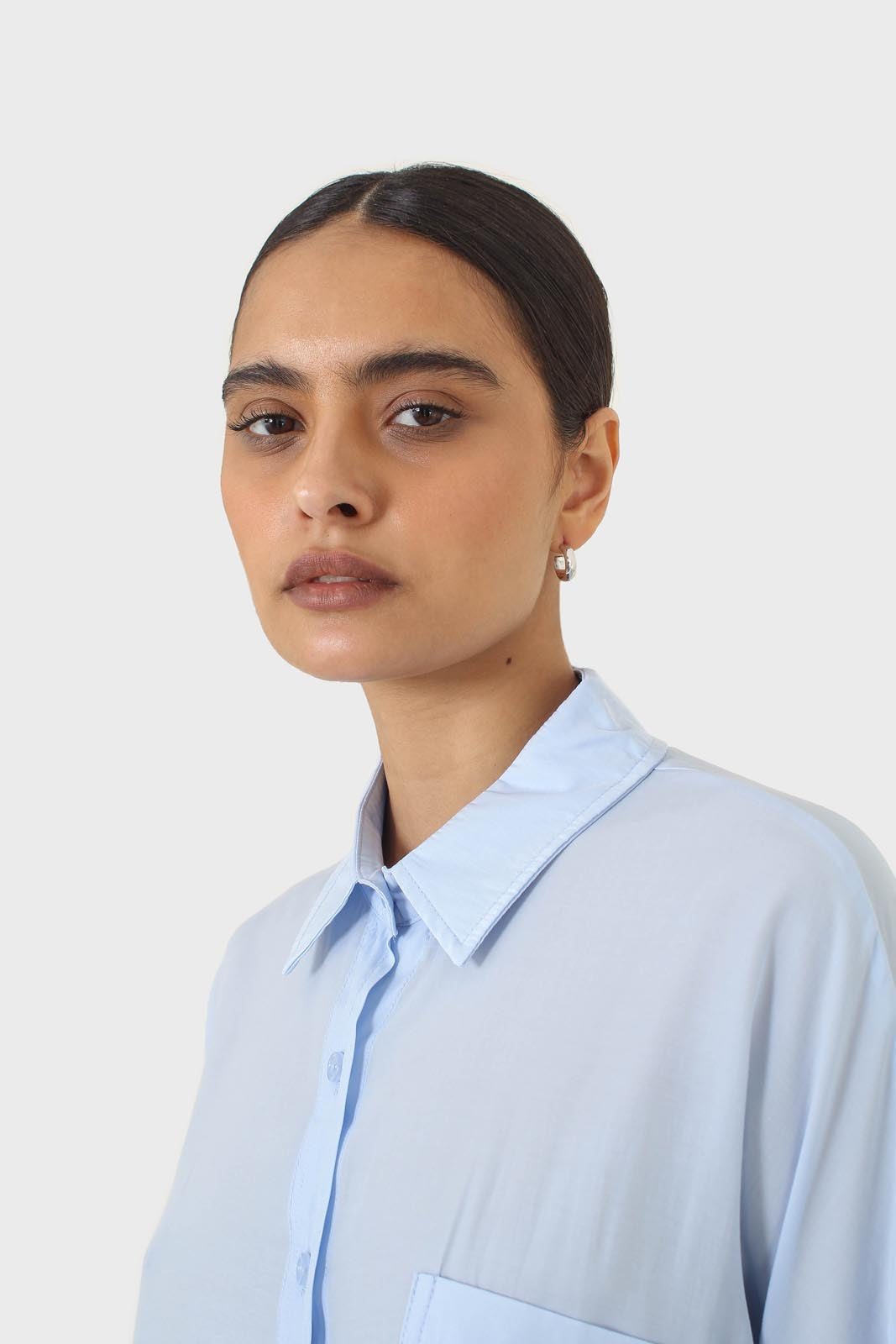 Blue asymmetric buttons shirt
