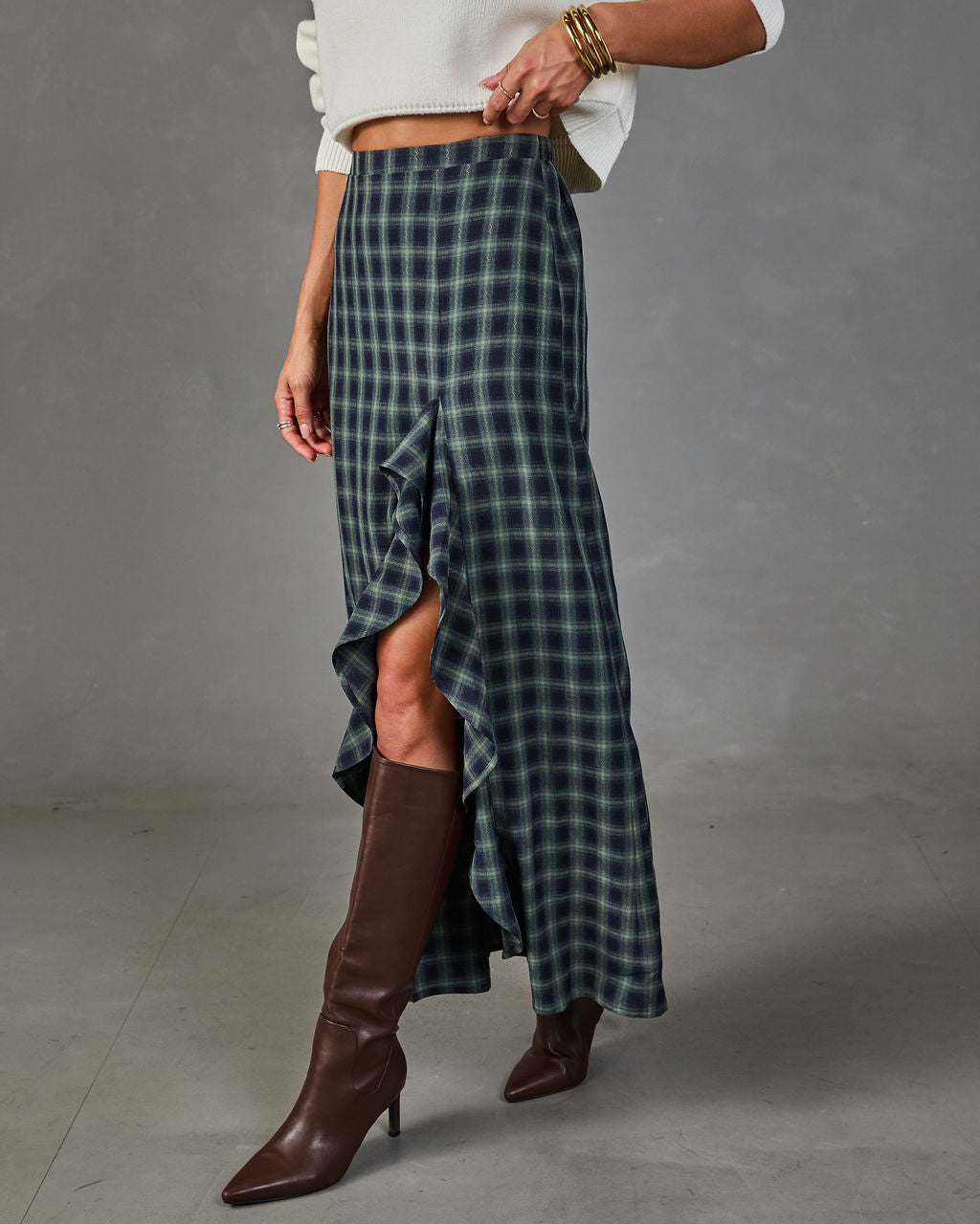 Harvest Social Plaid Maxi Skirt