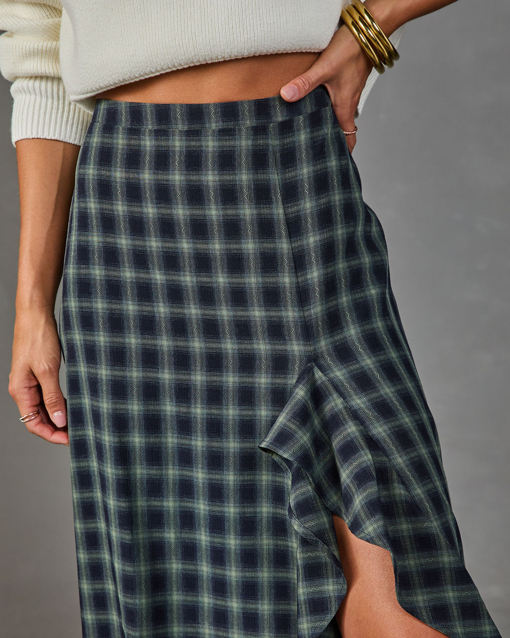 Harvest Social Plaid Maxi Skirt