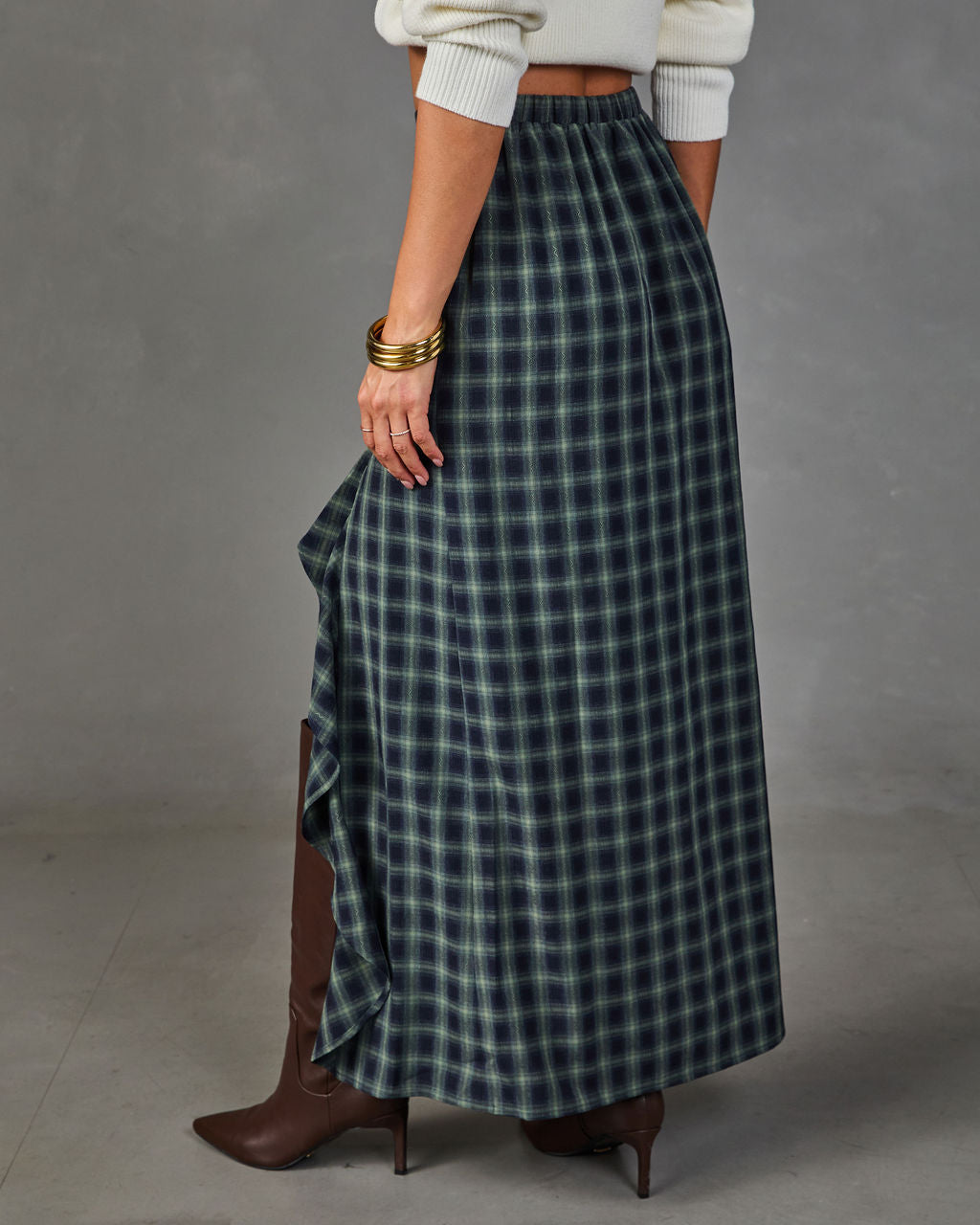 Harvest Social Plaid Maxi Skirt