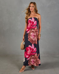 Night Orchid Floral Midi Dress