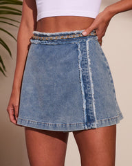 Afternoon Society Frayed Chain Link Denim Mini Skort