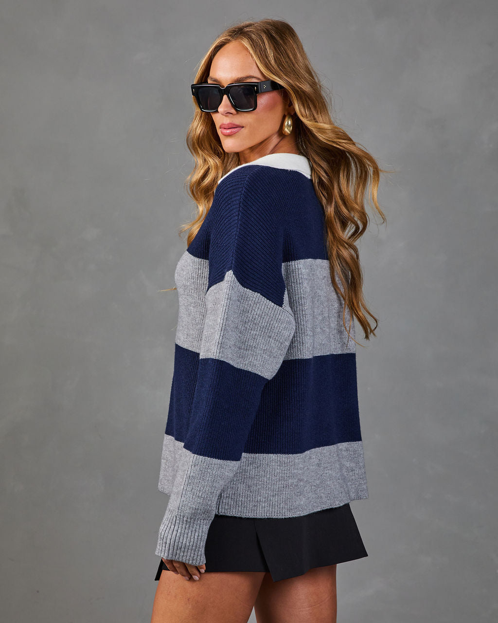 First Edition Striped Contrast Trim Sweater