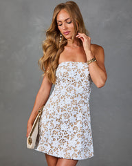 Honey Haven Floral Sequin Lace Crochet Mini Dress
