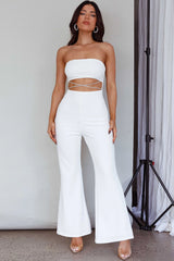 Nohemi Strapless Diamante Jumpsuit White