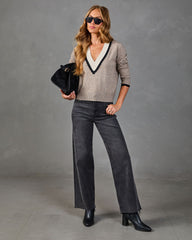 Quiet Chapter Knit Contrast Trim Sweater