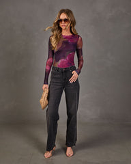 Midnight Reverie Floral Mesh Top
