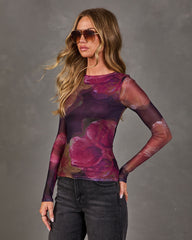 Midnight Reverie Floral Mesh Top