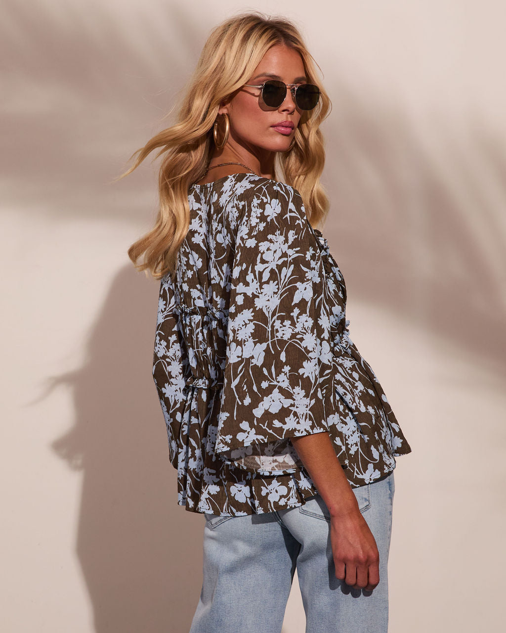 Sunlit Stories Floral Flyaway Blouse