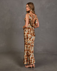 Harvest Romance Floral Cowl Neck Maxi Dress