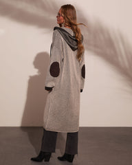 Roselynn Striped Hooded Drawstring Longline Cardigan