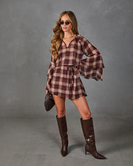Falling For Her Plaid Waist Tie Mini Dress