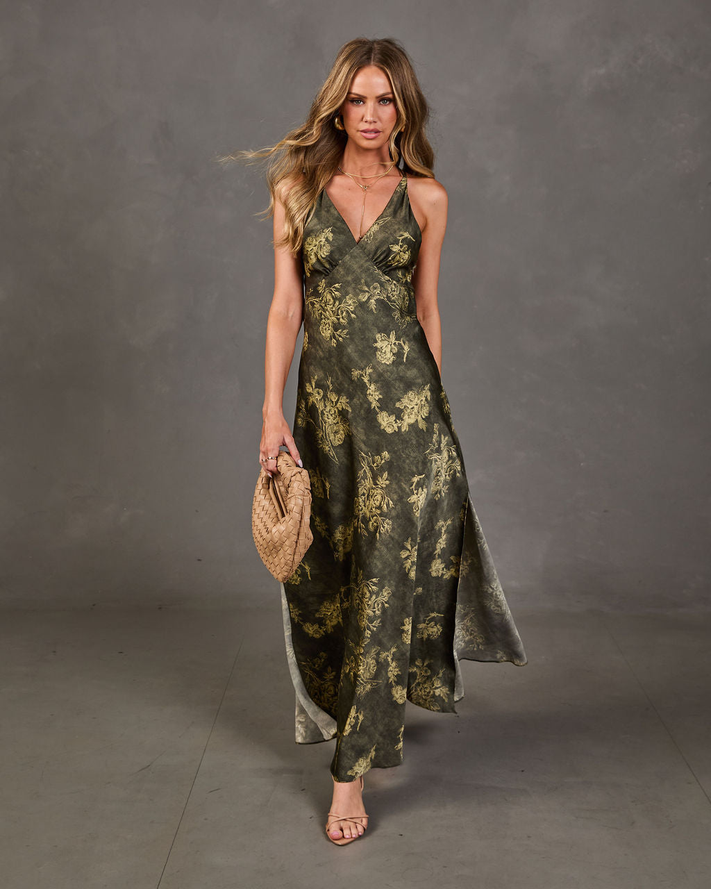 Meadow Magic Satin Floral Maxi Dress