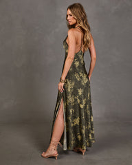 Meadow Magic Satin Floral Maxi Dress
