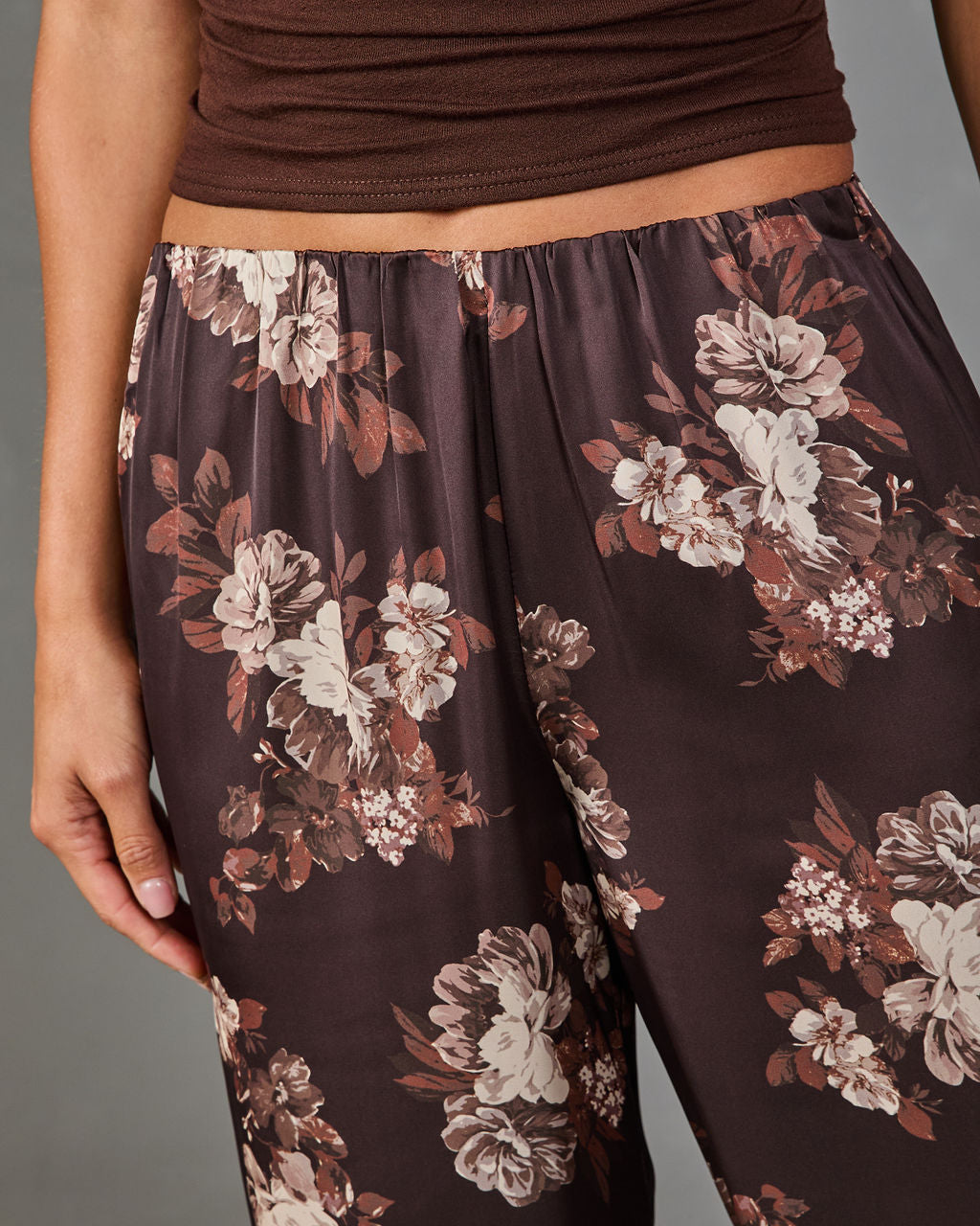 Warm Whimsy Floral Satin Balloon Pants