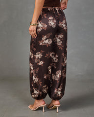 Warm Whimsy Floral Satin Balloon Pants