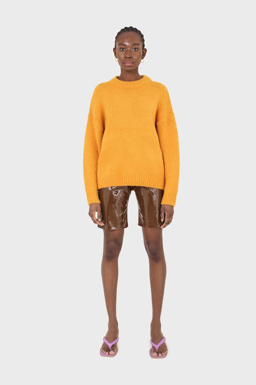 Bright orange oversized crew neck jumper