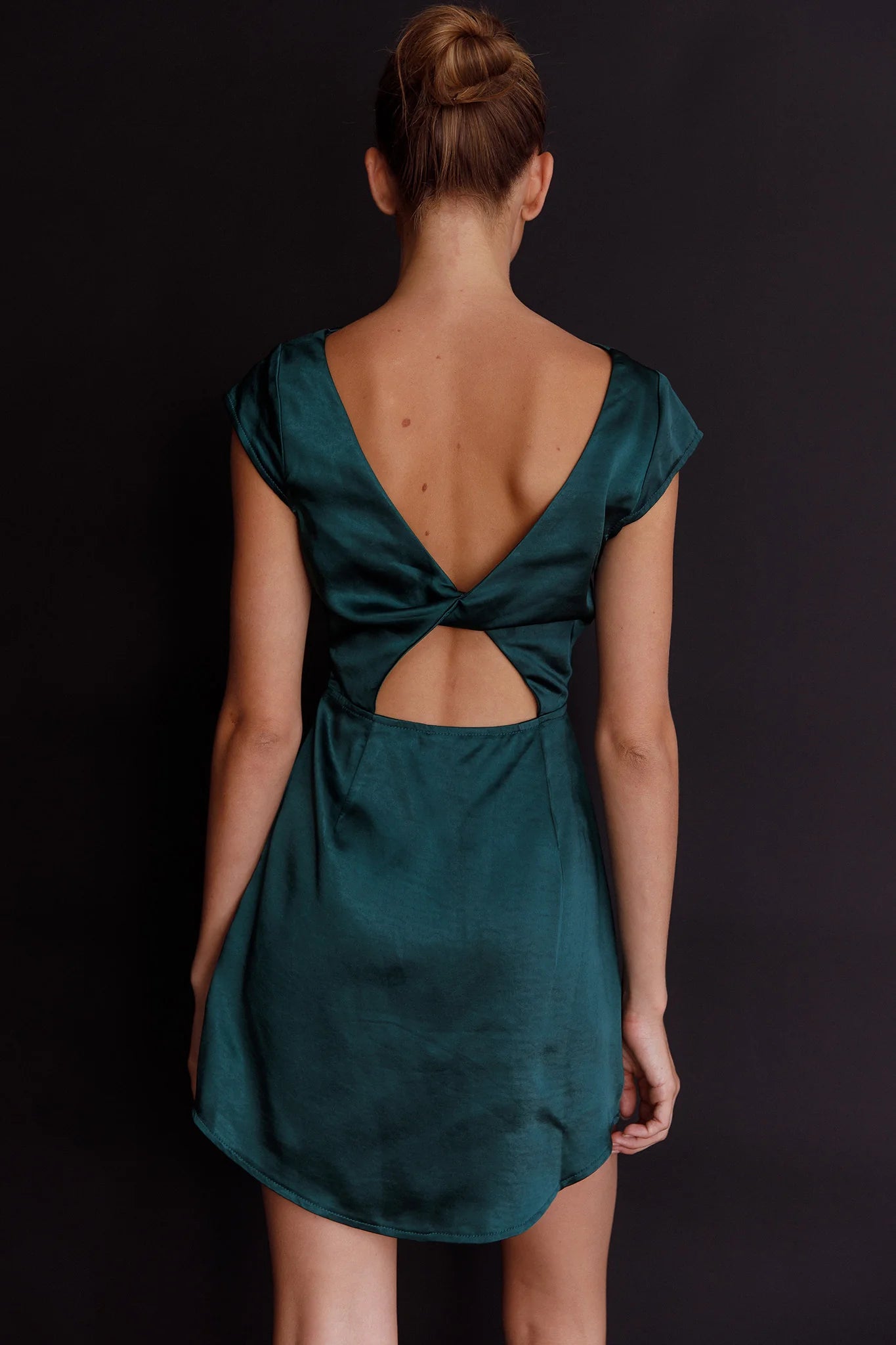 Lucinda Twist Back Mini Dress Jade