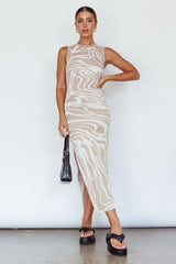 Elsinore Sleeveless Knit Maxi Dress Beige