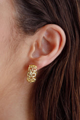 Vivienne Square Link Small Hoop Earrings Gold