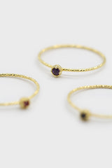 Gold genuine amethyst birthstone ring / Feb - purple
