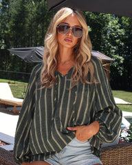 Elevated Ease Striped Button Down Top