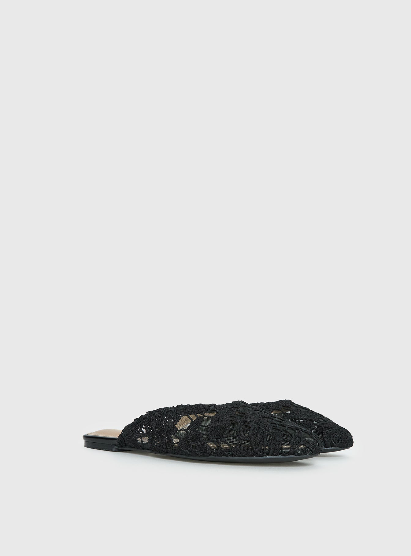 Gretta Lace Slip On Flats Black