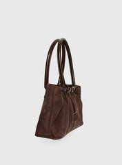 Yearning Faux Suede Buckle Detail Shoulder Bag Choc