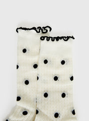 Somebody Else Frill Socks White Polka