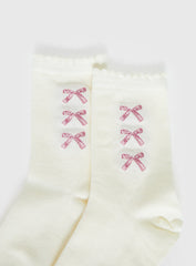 Teen Spirit Bow Socks White / Pink