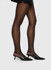 Avelaine Sheer Polka Tights Black