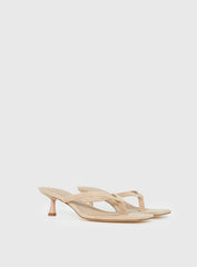 So Exclusive Faux Suede Thong Heels Tan