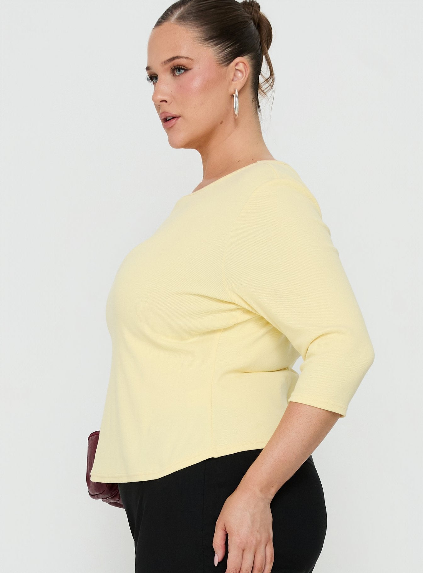 Elaia 3/4 Sleeve Top Yellow Curve