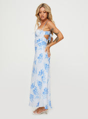Hamri Maxi Dress White / Blue Floral