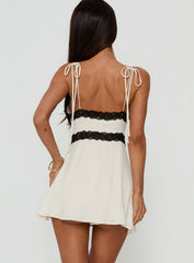 Orithia Lace Trim Playsuit Cream / Black