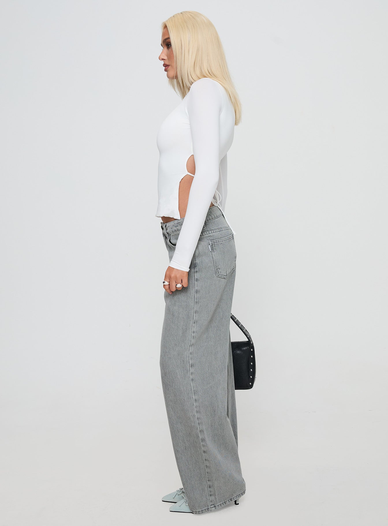 Ellanor Low Rise Slouch Denim Jean Washed Grey Petite