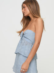 Rosenberg Strapless Top Blue