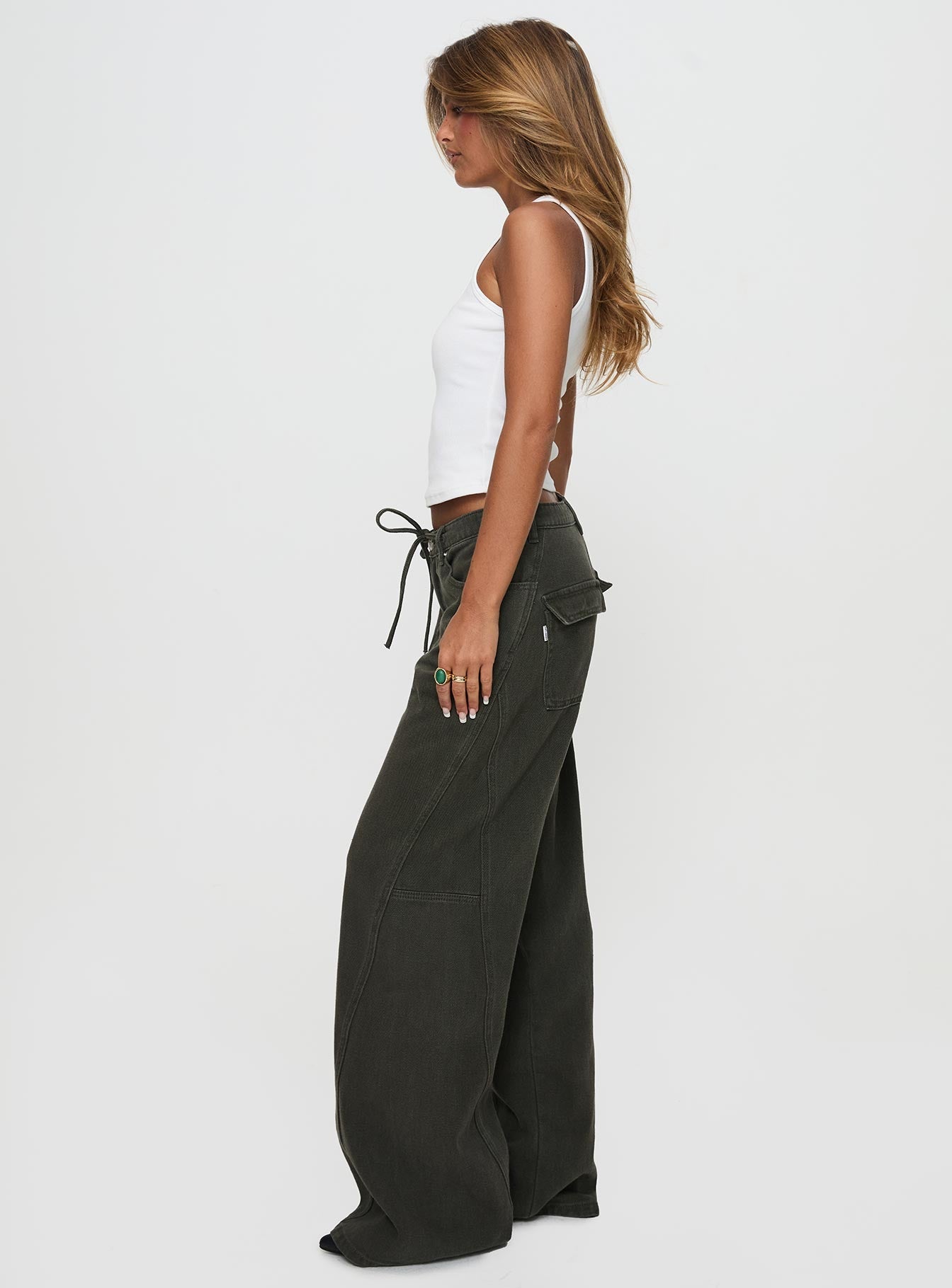 Bruiser Tie Waist Jeans Green Petite
