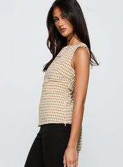 Michaud Top Brown Gingham